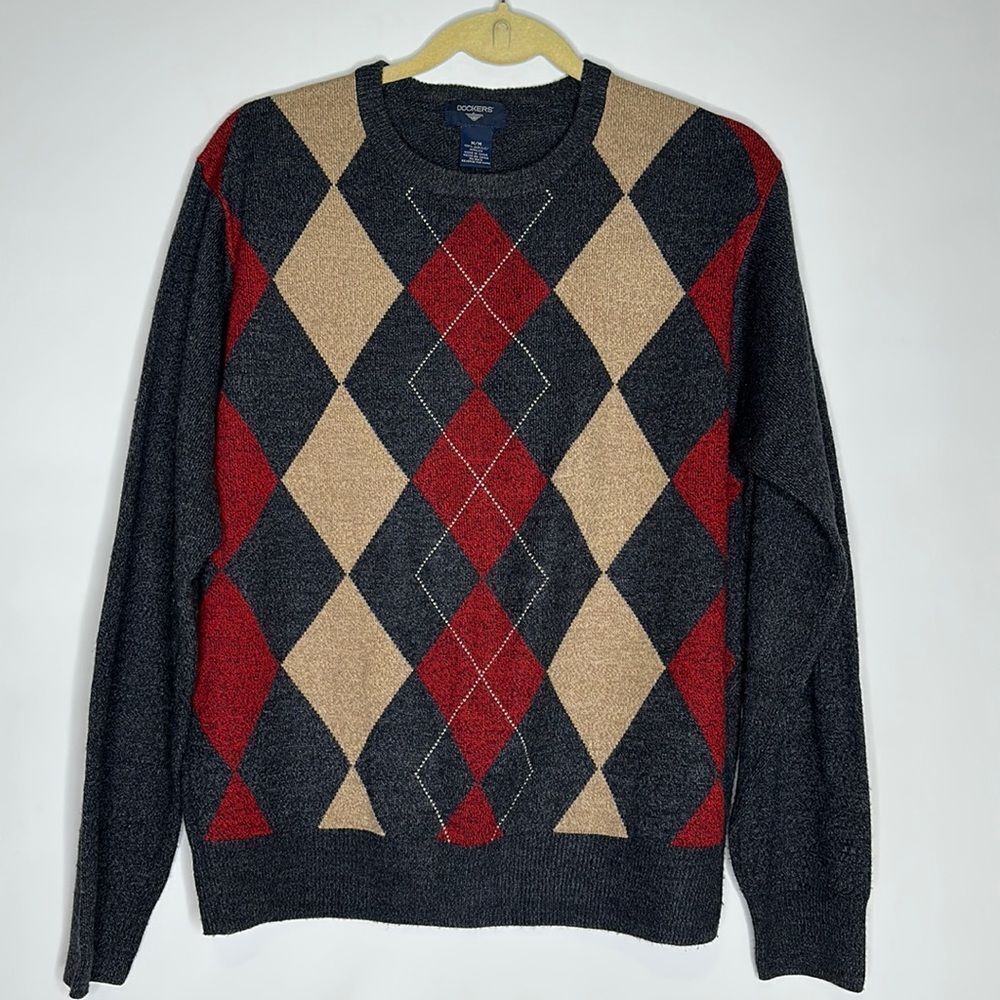 Dockers Argyle Men's Regular Fit Long Sleeve Crewneck Sweater